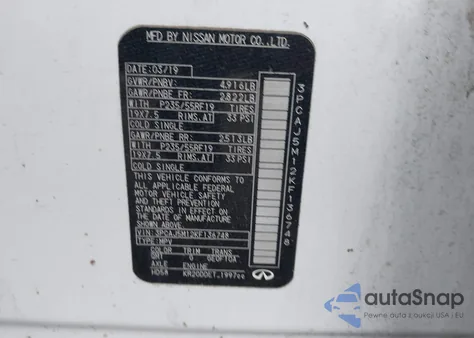 2019 Infiniti Qx50 Luxe from USA, damaged, VIN 3PCAJ5M12KF136748